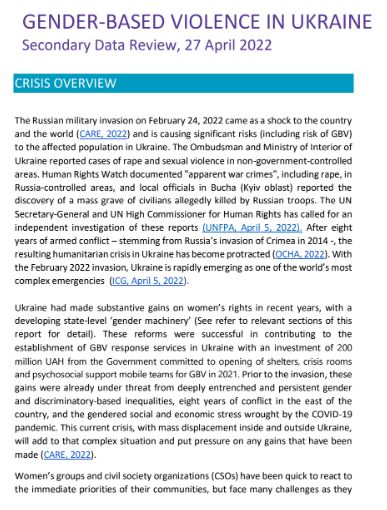 SDR of GBV in Ukraine