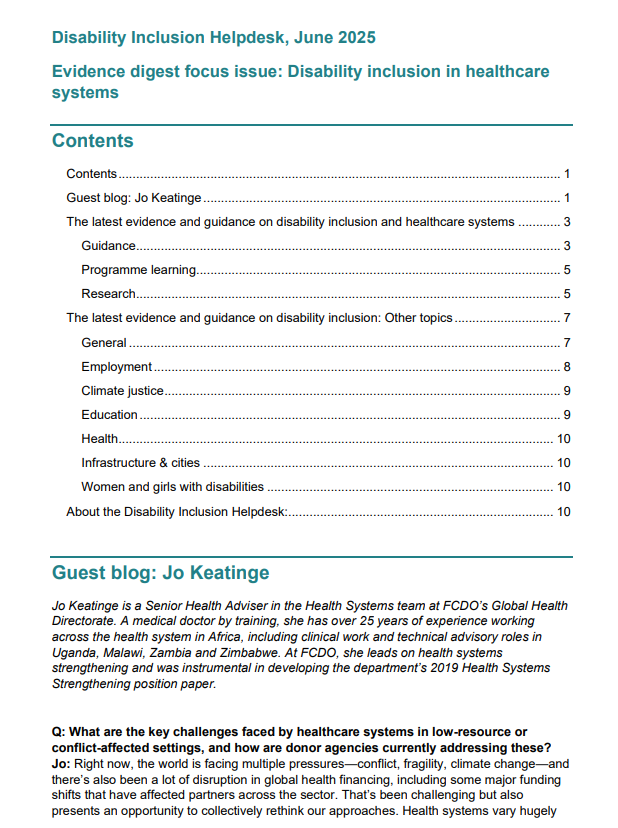 An image of the front page of the evidence digest document
