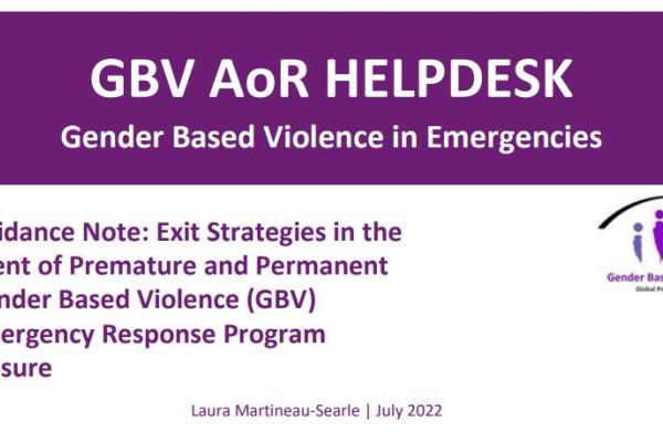 Exit Strategies in the Event of Premature and Permanent Gender Based Violence (GBV) Emergency Response Program Closure