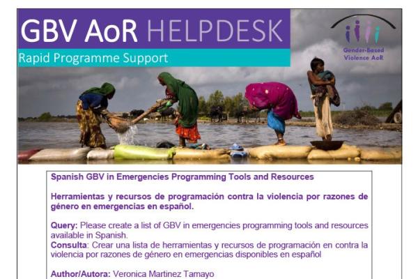 Herramientas y recursos de programación contra la violencia por razones de géneroen emergencias en español