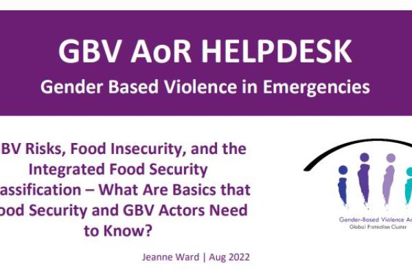 GBV Risks, Food Insecurity, and the Integrated Food Security Classification – What Are Basics that Food Security and GBV Actors Need to Know?