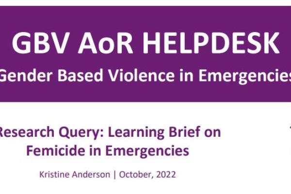 Learning Brief on Femicide in Emergencies