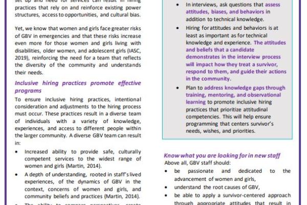 Tip sheet: Inclusive recruitment practices for GBViE program staff and volunteers