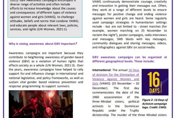 TIP SHEET: Top Tips for Conducting GBV Awareness Raising Campaigns