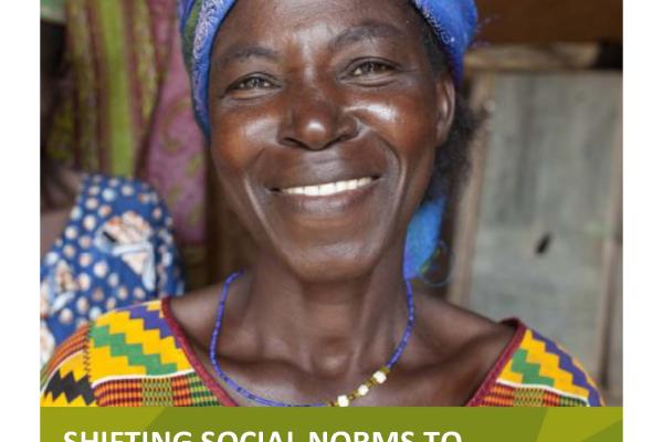 Front page of document, woman faces camera and smiles