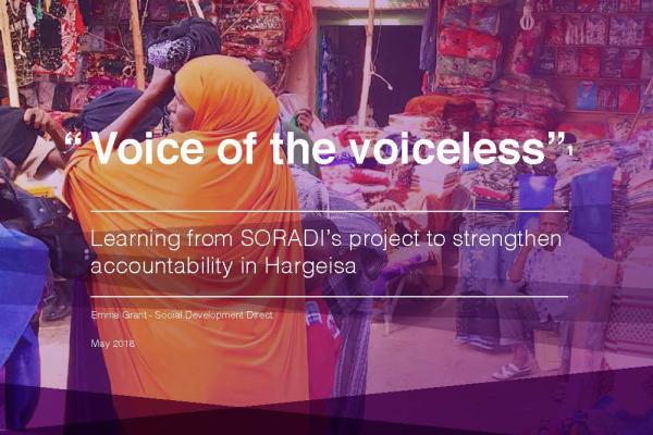 Front page of document- "voice of the voiceless quote" take from case study, in front of image of woman carrying shopping through busy market