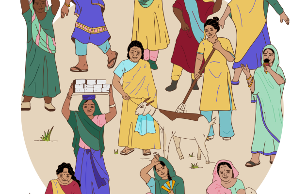 illustrated characters of informal women workers 