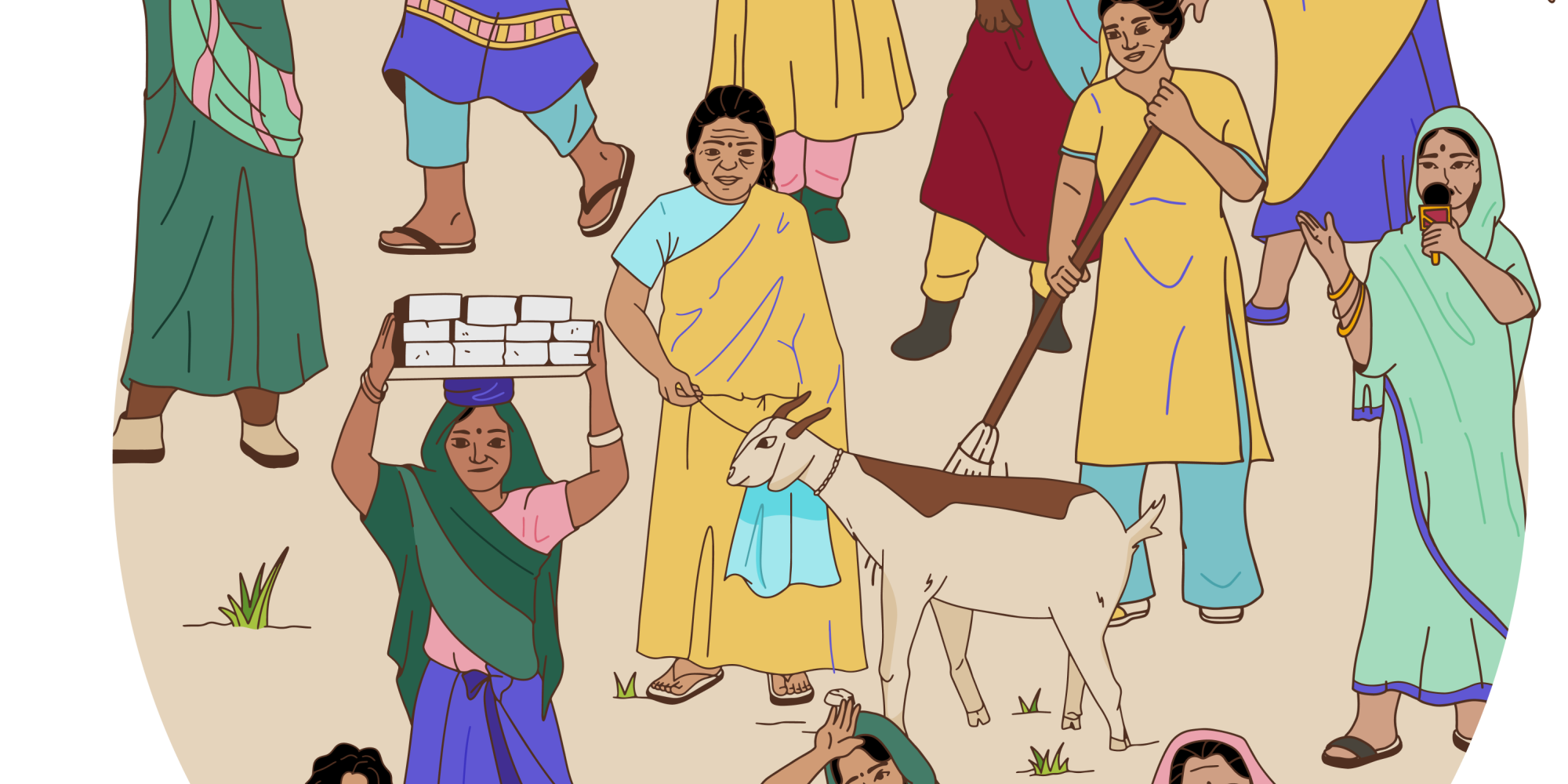 illustrated characters of informal women workers