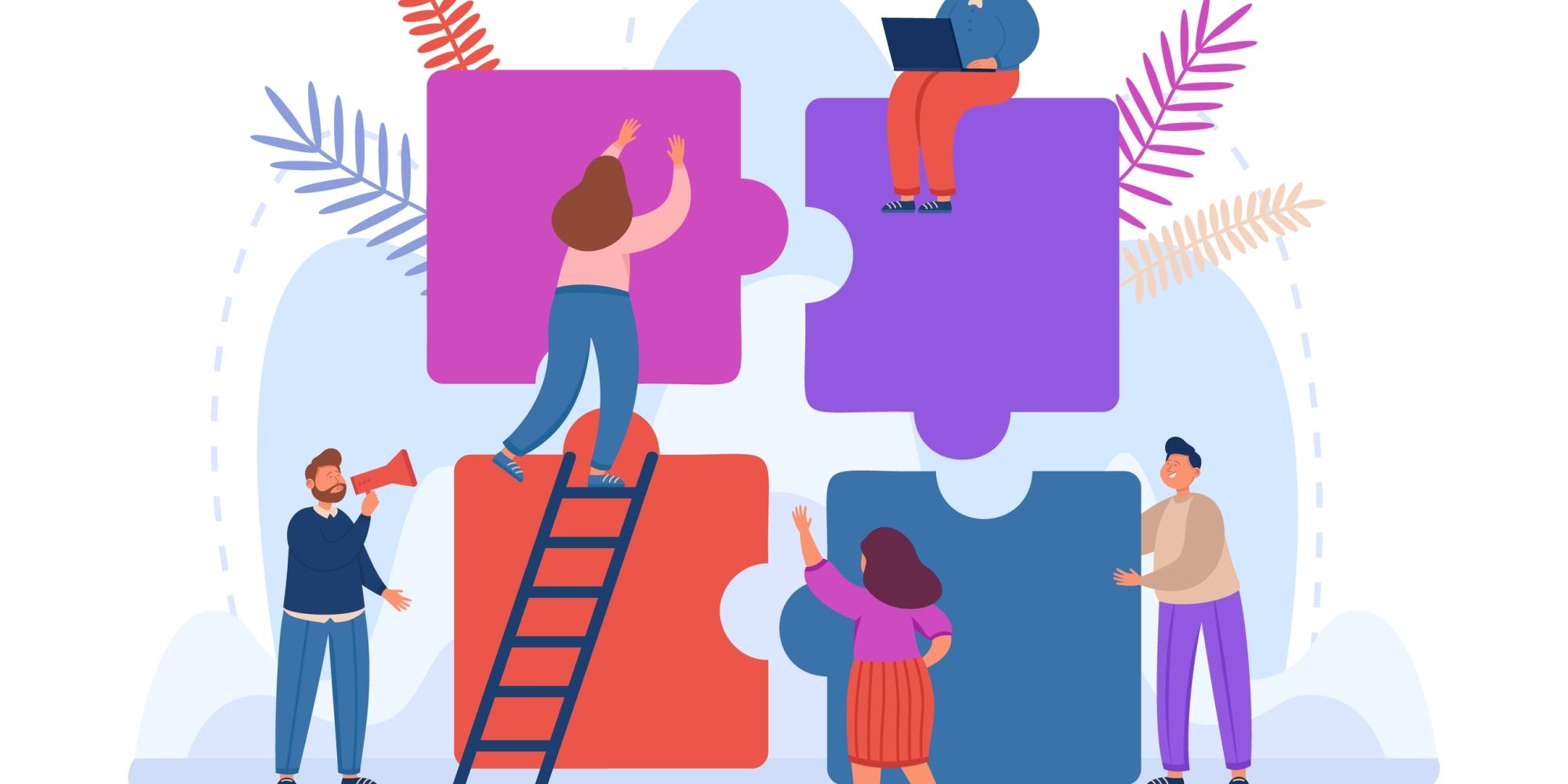 abstract image of people fixing a puzzle