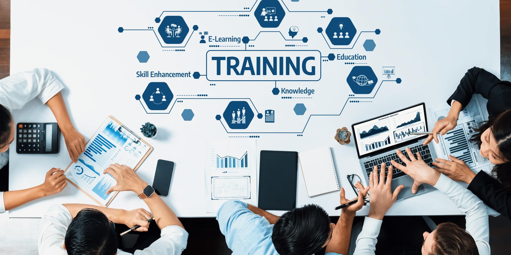 A diverse group of professionals engage in a collaborative training session